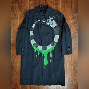 Custom London Fog Beetlejuice Sandworm black trench coat Size XL-XXL Street Wear